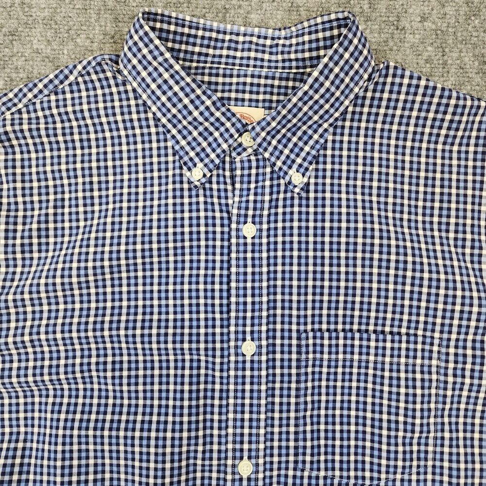Brooks Brothers Shirt Mens XL Blue Gingham Plaid Red Fleece Long Sleeve Button
